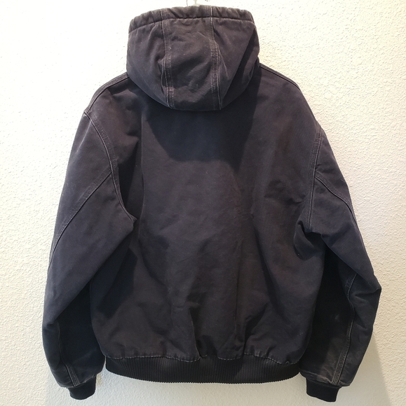 Vintage Carhartt Insulated Full Zip Canvas Work Jacket Men's - sz L Navy Blue - Picture 7 of 10